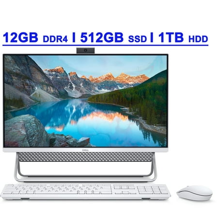 Dell Inspiron 24 5000 5400 Premium All-in-One Desktop 23.8” FHD AIT Infinity Touchscreen 11th Gen Intel Quad-Core i5-1135G7 12GB DDR4 512GB SSD + 1TB HDD USB-C HDMI WiFi6 Win10 Silver