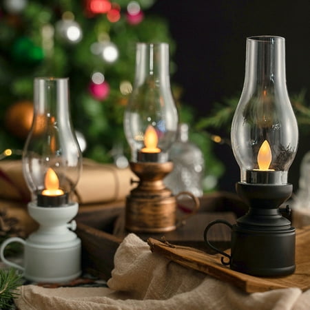 

LED Candle Flickering Wick Warm Light Safe Super Bright Nostalgia Home Decoration Battery Operated 80s Old-fashioned Electronic Kerosene Lamp for Restaurant