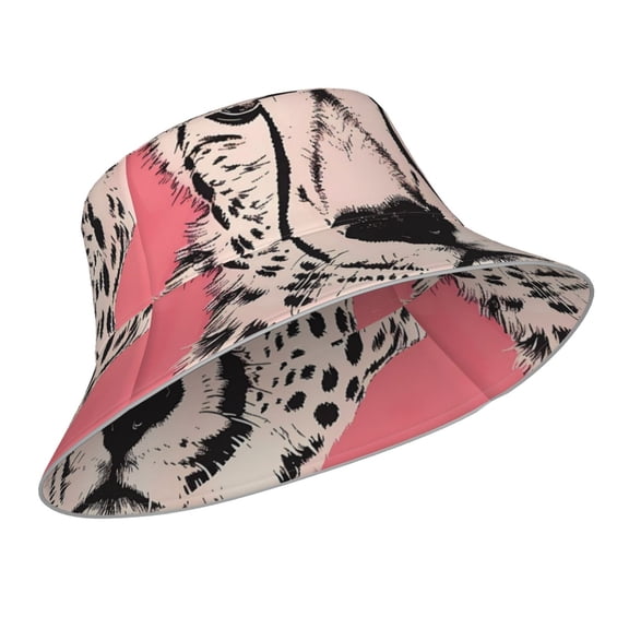 Kdxio Reflective Bucket Hat - Pink Cheetah Art Print Bucket Hat for Men,Women