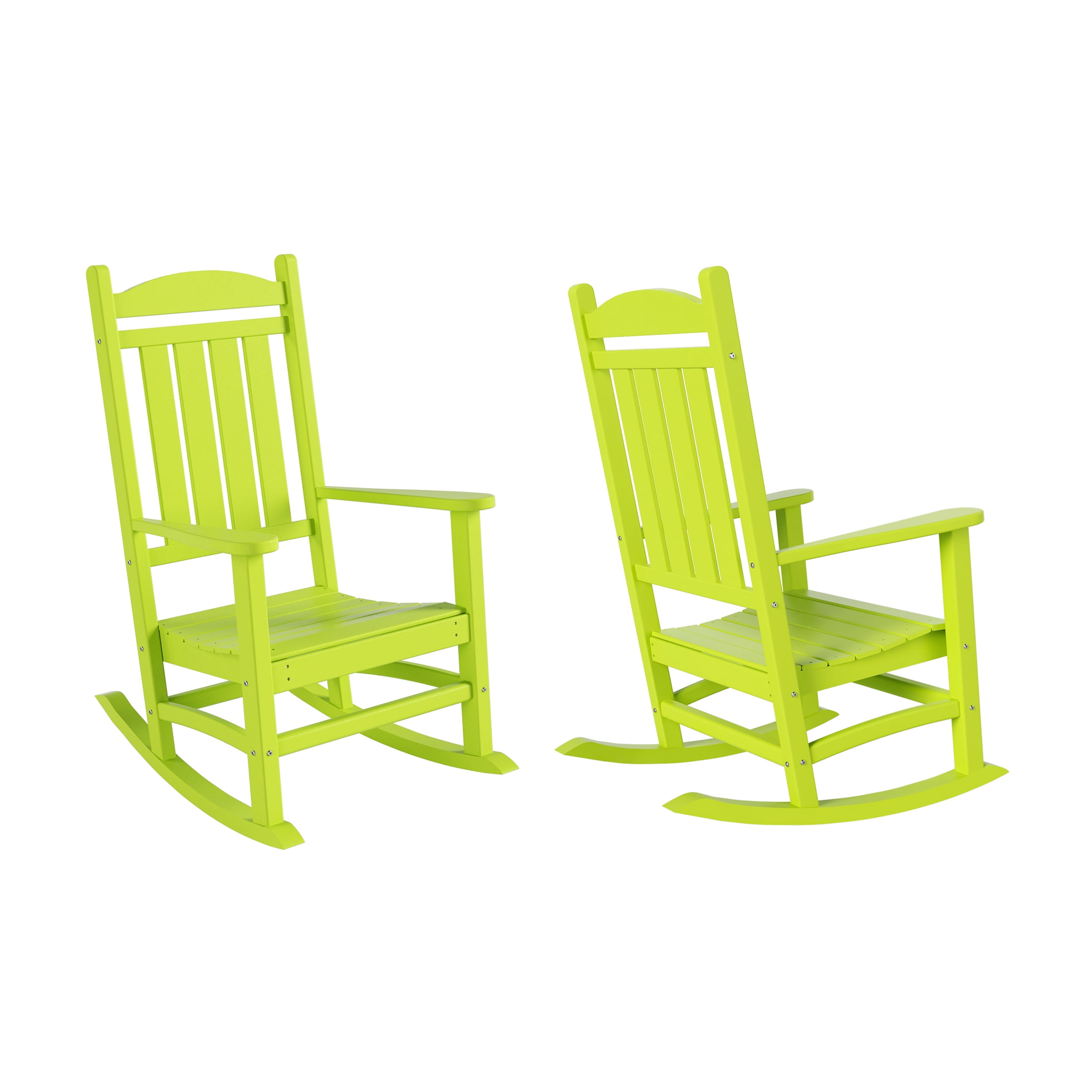 GARDEN Set of 2 Classic Plastic Adirondack Porch Rocking Chairs, Lime