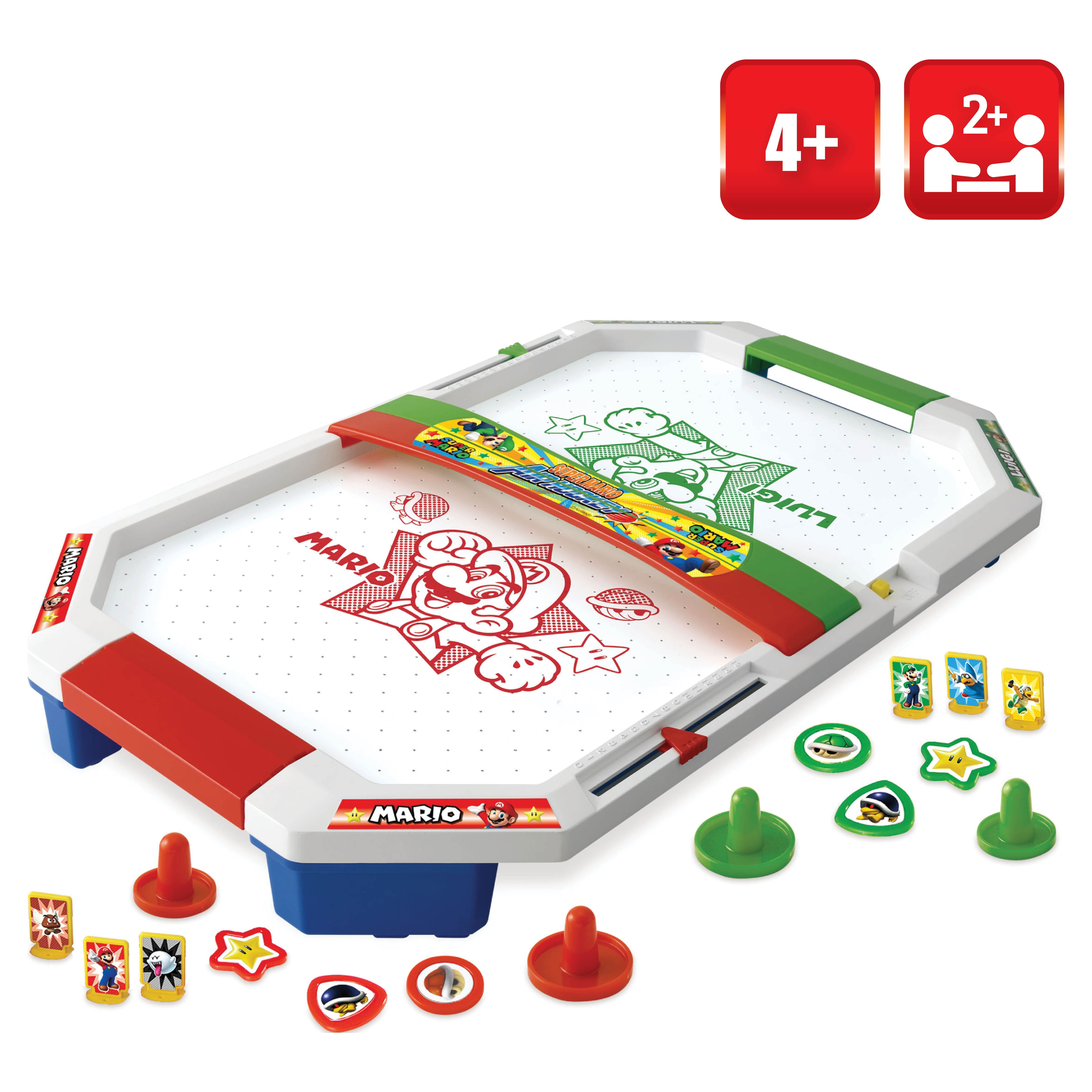 Epoch Games Super Mario Air Hockey, Tabletop Skill and Action Game with Collectible Super Mario Action Figures