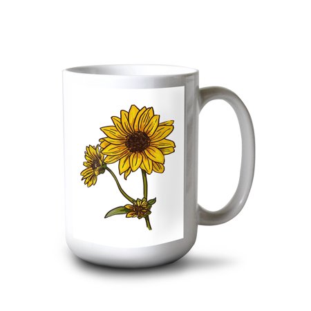 

15 fl oz Ceramic Mug Prairie Sunflower Icon Dishwasher & Microwave Safe