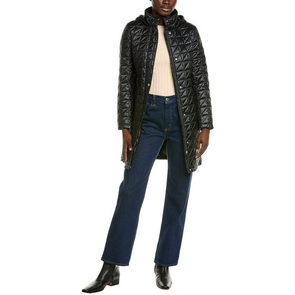 Via Spiga womens Box Quilt Walker Coat, l, Black