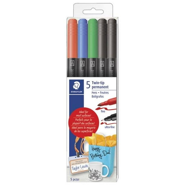 Staedtler 2004257 Twin Tip Permanent Marker Pens, Assorted Color Set