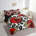 thumbnail image 3 of Feelyou 3D Red Rose Twin Bedding Sets 7-Piece for Women, Romantic Butterfly Animal Bedding Comforter Set, Fashion Rustic Cow Print Reversible Sheet Sets, Super Cozy Room Decor, 3 of 8