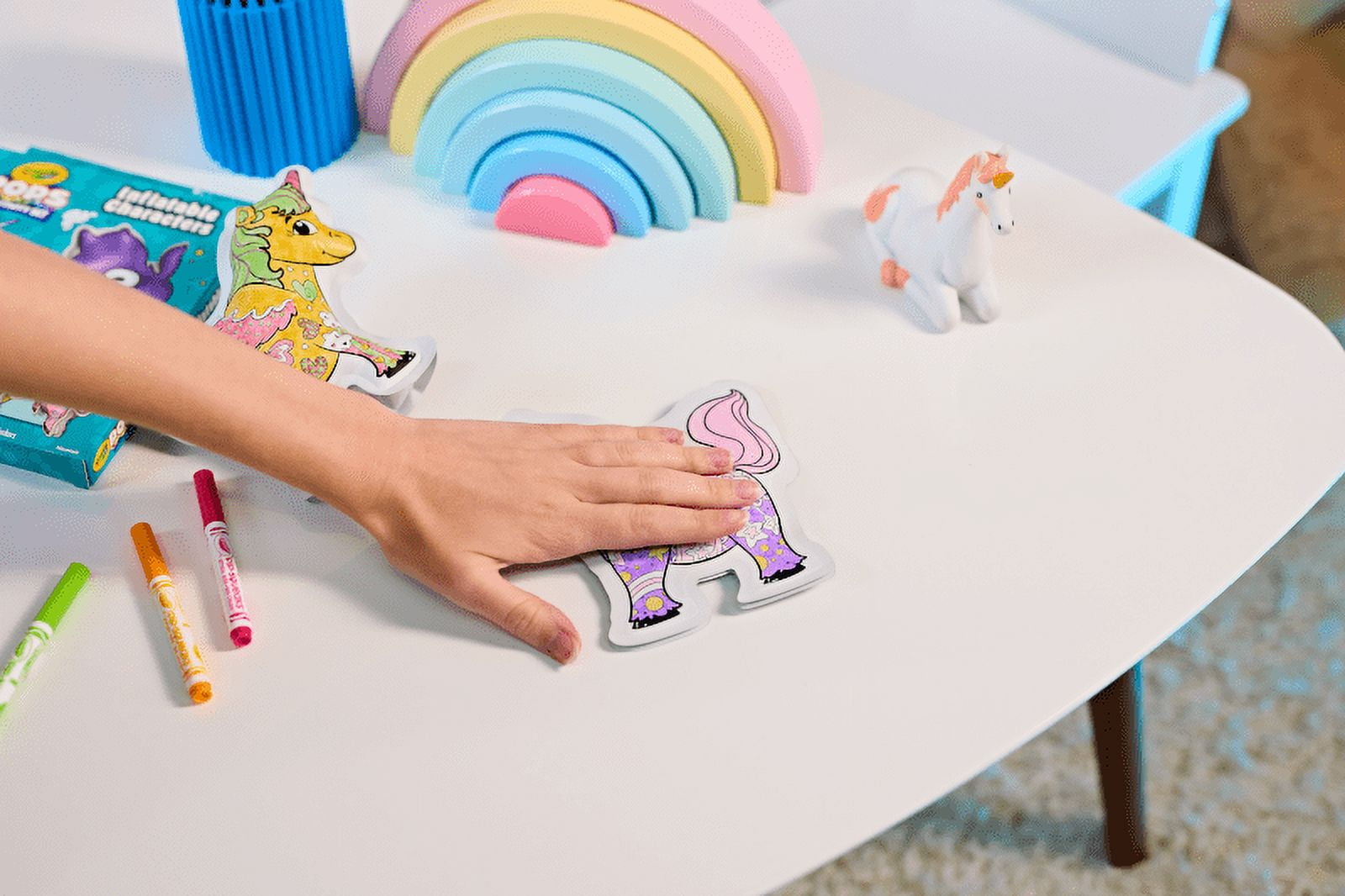 Crayola POPs 3D Unicorn Inflatable Mystery Characters, Unicorn Toy,  Inflatable Toys with Markers, Party Favor, Gift for Kids