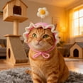 thumbnail image 1 of Hand Knitted Cat Hat Whimsical Soft Yarn Crochet For Indoor Cute Photographic Party Dress Up, 1 of 3
