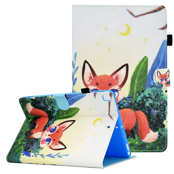 iPad 9th/8th/7th Gen Case 2021/2020/2019(10.2"), Allytech Folio PU Leather Kickstand Smart Auto Sleep Wake up Cover with Pencil Holder/Card Slots for iPad 9 10.2" 2021/iPad 8/iPad 7, Cute Fox