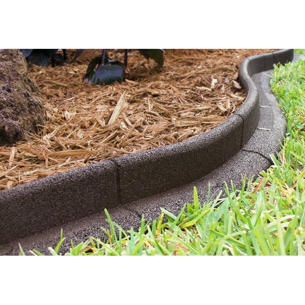 Eco Border 3 X 48 Brown Rubber No Dig, Brown Stone Landscape Edging