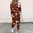 thumbnail image 2 of QATAINLAV Women Two Piece Outfits 2025 Halloween Print Tracksuit Long Sleeve Pullover Tops and Drawstring Harem Sweatpants with Pockets Plus Size Lounge Set, Orange, S, 2 of 6