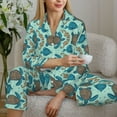 thumbnail image 6 of Lsque Turtles And Seahorses Pattern Long Sleeve Pajama Set for Women - Soft 2-Piece Sleepwear and Loungewear Set with Pockets, Comfy Nightwear-X-Large, 6 of 7