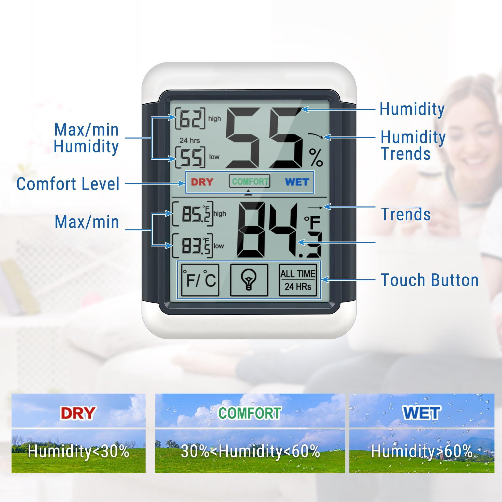 Tp55 Digital Indoor Hygrometer Thermometer  4-inch Temperature/humidity Monitor With Touchscreen And Backlit Room Thermometer/humidity Meter For House Home Greenhouse (previously Thermopro)