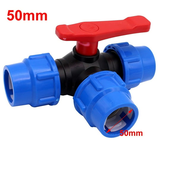 Pe Pipe 3-Way Ball Valve 20/25/32/40/50mm Plastic Valve Ball Valve Valve 50mm