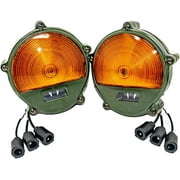 Front Turn Signal Assembly, 2 Pack, Green Housing with Amber LED Lens, Compatible with Military Humvee M998