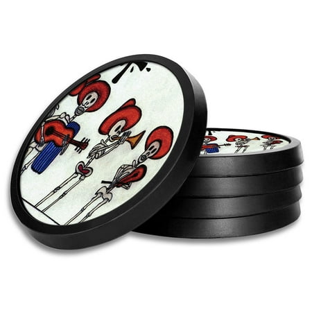 

Silicone Non-Slip Drink Coasters with Removable Printed Absorbent Felt Pad - Set of 4 - Poncho Band