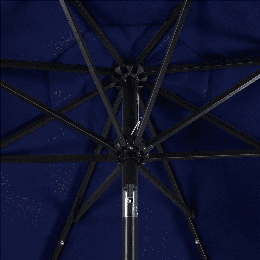 Renwick 9ft Outdoor Market Patio Umbrella with 32 LED Lights, Navy Blue