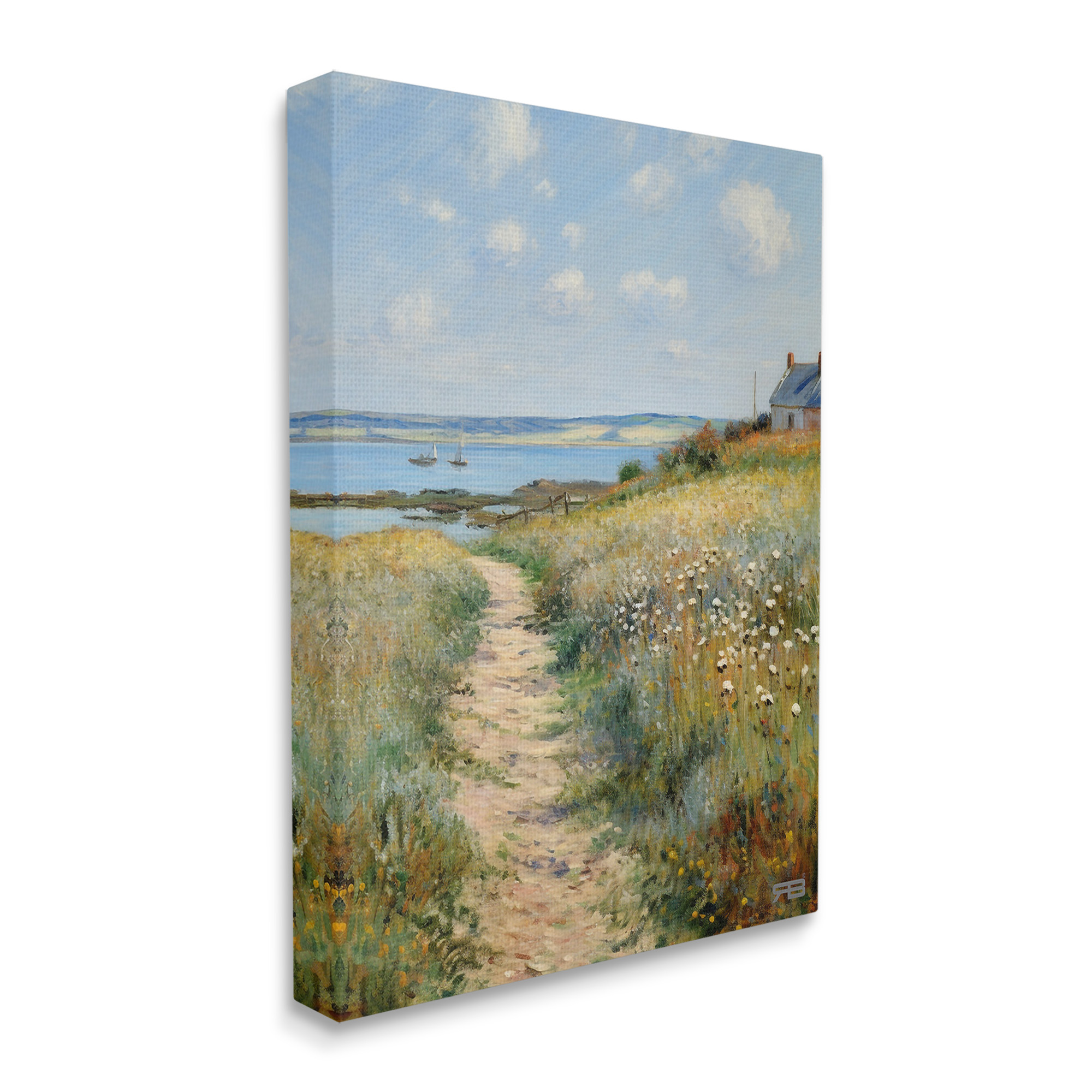 Stupell Industries Coastal Meadow Path Landscape Painting Gallery Wrapped Canvas Art Print Wall Art, 30 x 40