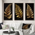thumbnail image 1 of Designart "Golden Fern Against Black Background I" Floral Ferns Framed Wall Art Set Of 3 - Gold Modern Frame Gallery Wall Set For Home Decor, 1 of 6