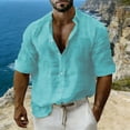 thumbnail image 4 of Men's Long Sleeve Shirt V Neck Casual Button Down Blouse Solid Color Loose Tops Comfy Lightweight Tee, 4 of 6