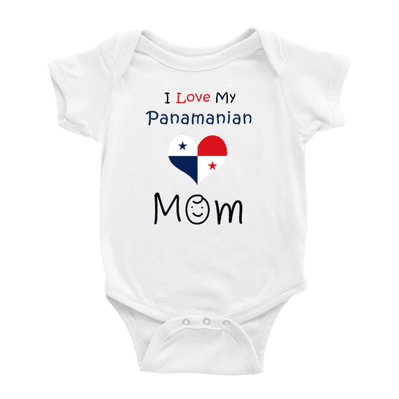 I Love My Panamanian Mom Cute Baby Bodysuit Romper (White, 12-18 Months)