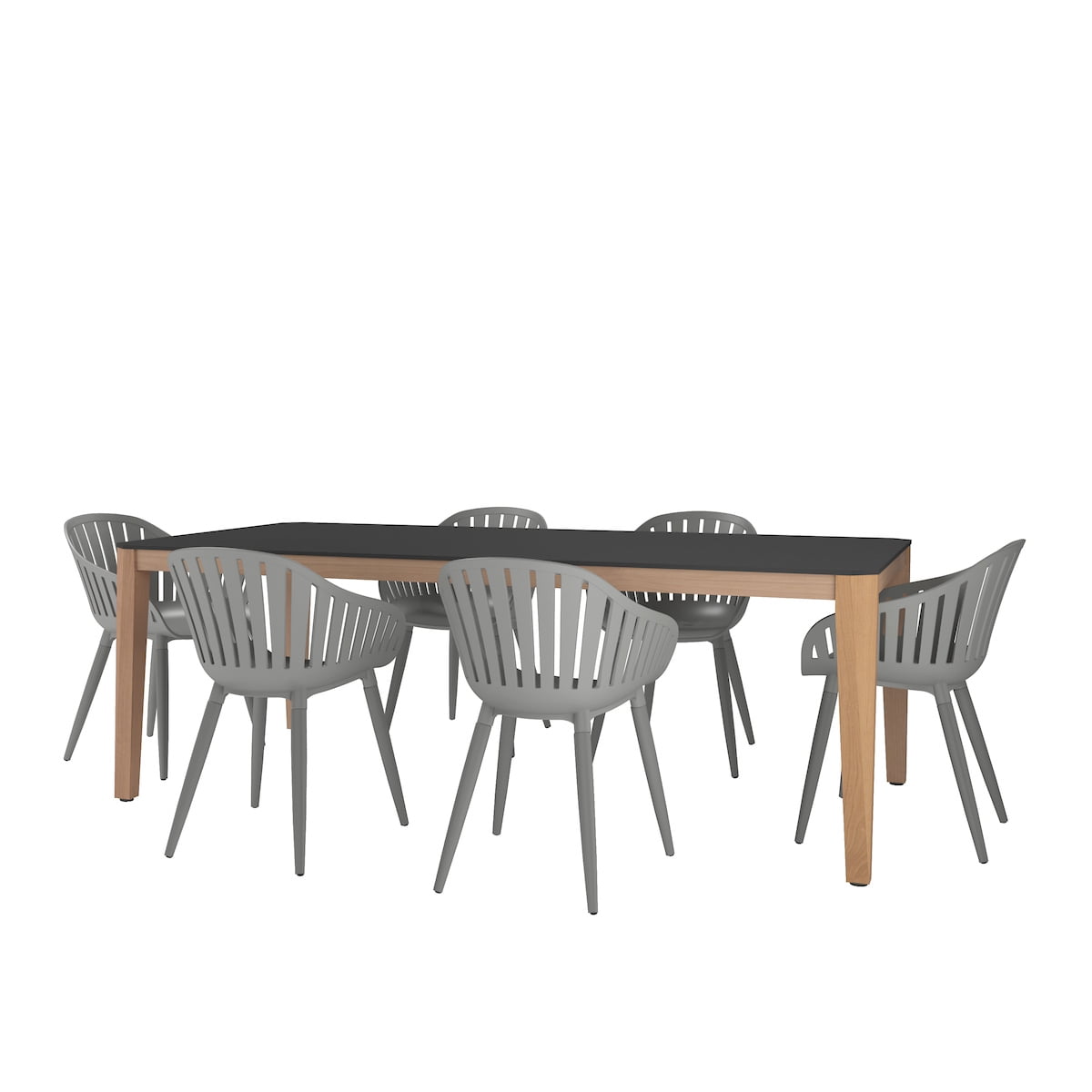 Amazonia Verbania Black Eucalyptus Wood 7- Piece Outdoor Dining Set