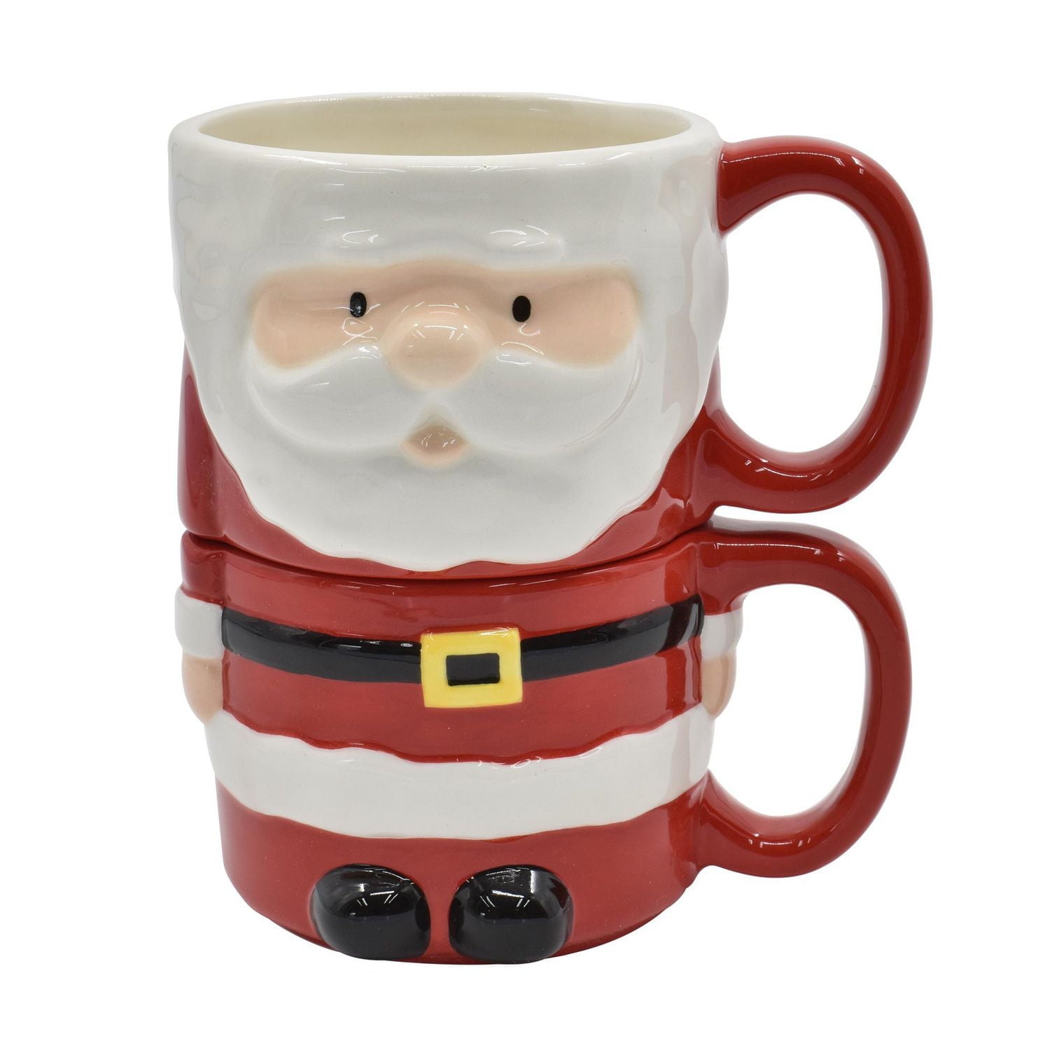 HOLIDAY TIME SET OF 2 DOLOMITE SANTA DESIGN MUG SET