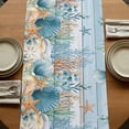thumbnail image 5 of Table Runners 72 Inches Long Dress Scarves, Blue Coastal Farmhouse Kitchen/Dining Table Runner, Coffee Tablerunners, Summer Beach Starfish Shell Coral Nautical 14x72 Inch, 5 of 9