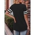 thumbnail image 4 of Casual V Neck Loose Fit Women Summer Short Sleeve Tunic Tops, 4 of 4