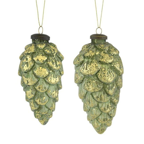 Melrose International 72345DS 6.75 x 8 in. Glass Pine Cone Ornament ...