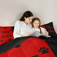 thumbnail image 5 of Homewish 7pcs Romantic Valentine Twin Bedding Set, Black Red Splicing Modern Room Decor, 5 of 8