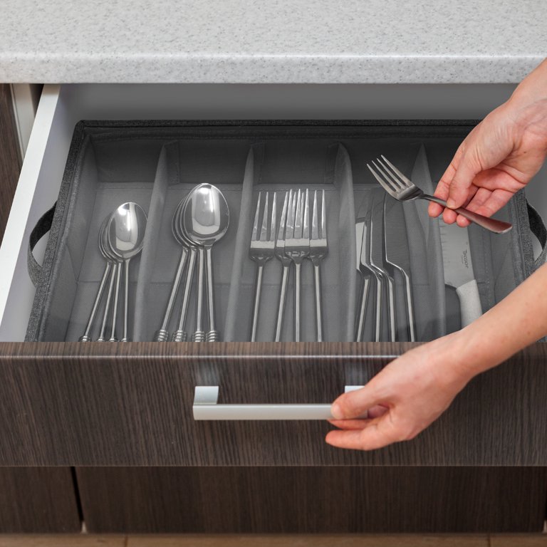 Stainless Steel Kitchen Storage Tray with Cover Cutlery Organizer