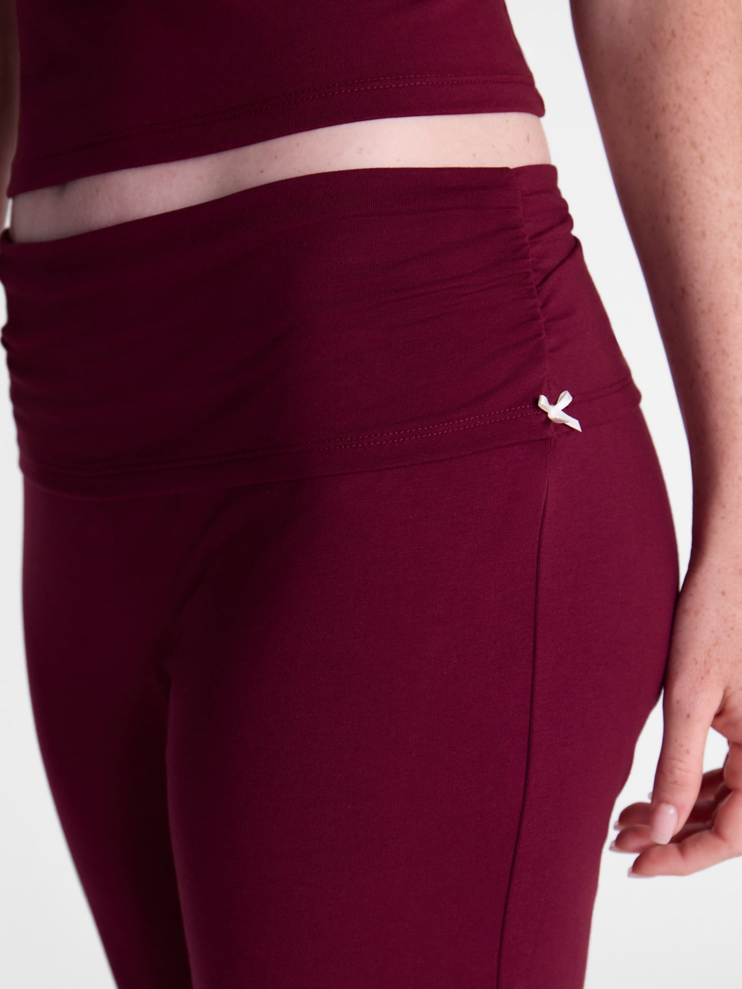 No Boundaries Cotton Blend Jersey Sleep Foldover Pants, 31'' Inseam, Women’s XXS-3X