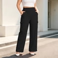 thumbnail image 2 of ClodeEU Women's Plus Size High Waisted Stretchy Wide Leg Pants,Casual Trousers with Pockets Black,Women's Plus L, 2 of 9