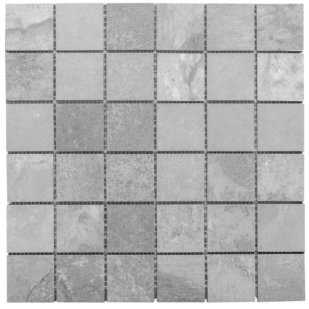 The Tile Life Wells Stone Slate 2" x 2" Gray Porcelain Mosaic Tile, Case of 11
