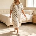 thumbnail image 5 of Ihhxva Nightgown for Women Tie Neck Polka Dot Plus Size Sleep Dress Soft Casual Nightwear Relaxing at Home L-4XL, 5 of 6