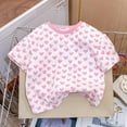 thumbnail image 2 of Babcutegg Girls Summer Heart Print T-Shirt – Soft Cotton Short Sleeve Top for Toddlers and Kids Pink Size 1-2, 2 of 6