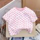 thumbnail image 1 of Blusas y camisas de manga corta con cuello redondo para niña, camiseta de verano con estampado de corazones, manga corta, top holgado y dulce de moda para bebé, top de algodón para niña., 1 of 5