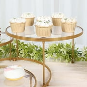 Balsa Circle 23 in Gold 3 Tier Round Metal Cake Dessert Stand Clear Acrylic Plates Party Events Decorations