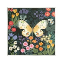 Stupell Industries Garden Pattern & Butterfly Botanical & Floral Painting Unframed Art Print Wall Art, 12 x 12