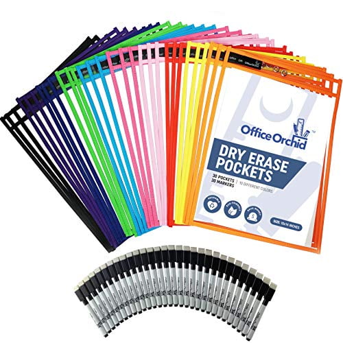Dry Erase Pockets Reusable Sleeves by Office Orchid Heavy Duty