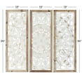 thumbnail image 3 of DecMode White Wood Intricately Carved Floral Wall Decor with Mandala Design (3 Count), 3 of 8