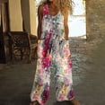 thumbnail image 2 of Boho Jumpsuits for Women Printed Trendy Button Wide Strap Sleeveless Scoop Neck Vintage Baggy Wide Leg Spring Casual Rompers with Pockets Multicolor A S-2XL, 2 of 5