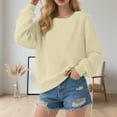 thumbnail image 2 of Ediodpoh Loop Knit Crewneck Sweatshirt Soft Casual Pullover Top Relaxed Fit Lightweight Fall Basic Shirt Hoodies for Women Khaki XXL, 2 of 4