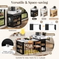 thumbnail image 4 of Table à Manger Extensible avec Plateau Pliant, Îlot de Rangement de Cuisine de 57,7 Pouces Table de Bar avec Roues et Crochets, 2 Tiroirs et Prise de Courant, Buffet Moderne avec Tablettes Ajustables et Étagères Ouvertes, Noir, 4 of 8