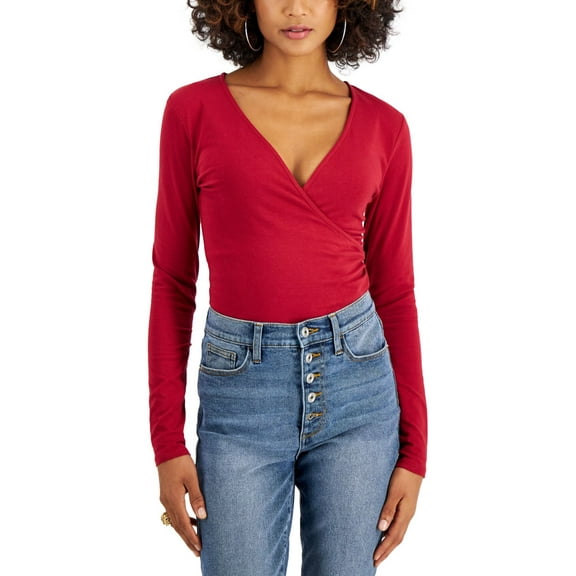 Self Esteem Juniors Surplice-Neck Bodysuit;X-Small