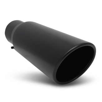 HDC Autosports 4" Tip Black Stainless Steel Exhaust Muffler – 2.5" Inlet, Welded Racing Muffler With Silencer