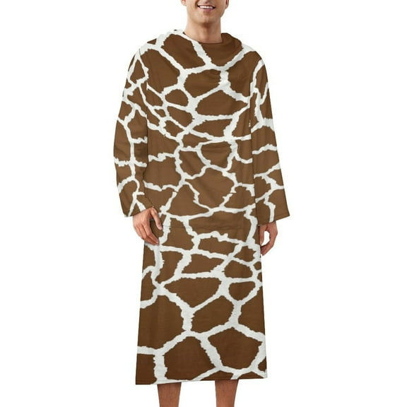 Giraffe Print Bathrobe Plush Bathrobe Cozy Unisex Winter Bathrobe Warm Water Absorbent