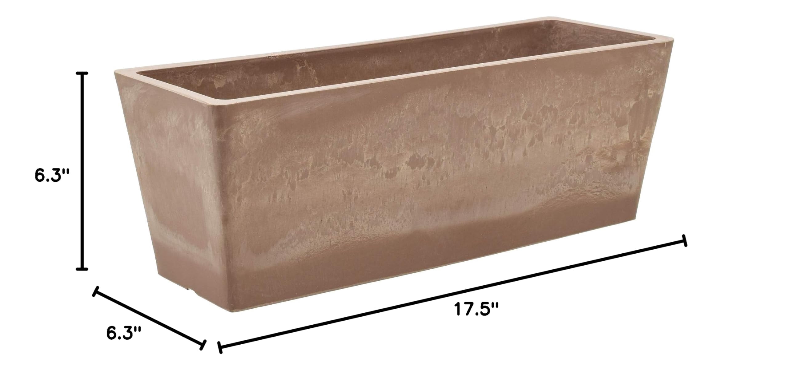 Plastic Stone Wood Composite Simplicity Window Box Planter with Drillable Drainage Hole Cement Color 17.5 x 7 x 6 Inches
