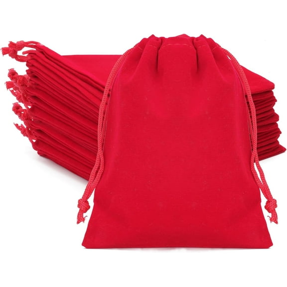 Velvet Jewelry Pouches, 20PCS Small Velvet Gift Bags with Drawstring, Red Christmas Gift Bag for Wedding Favors, Candy Bags, Party Favors