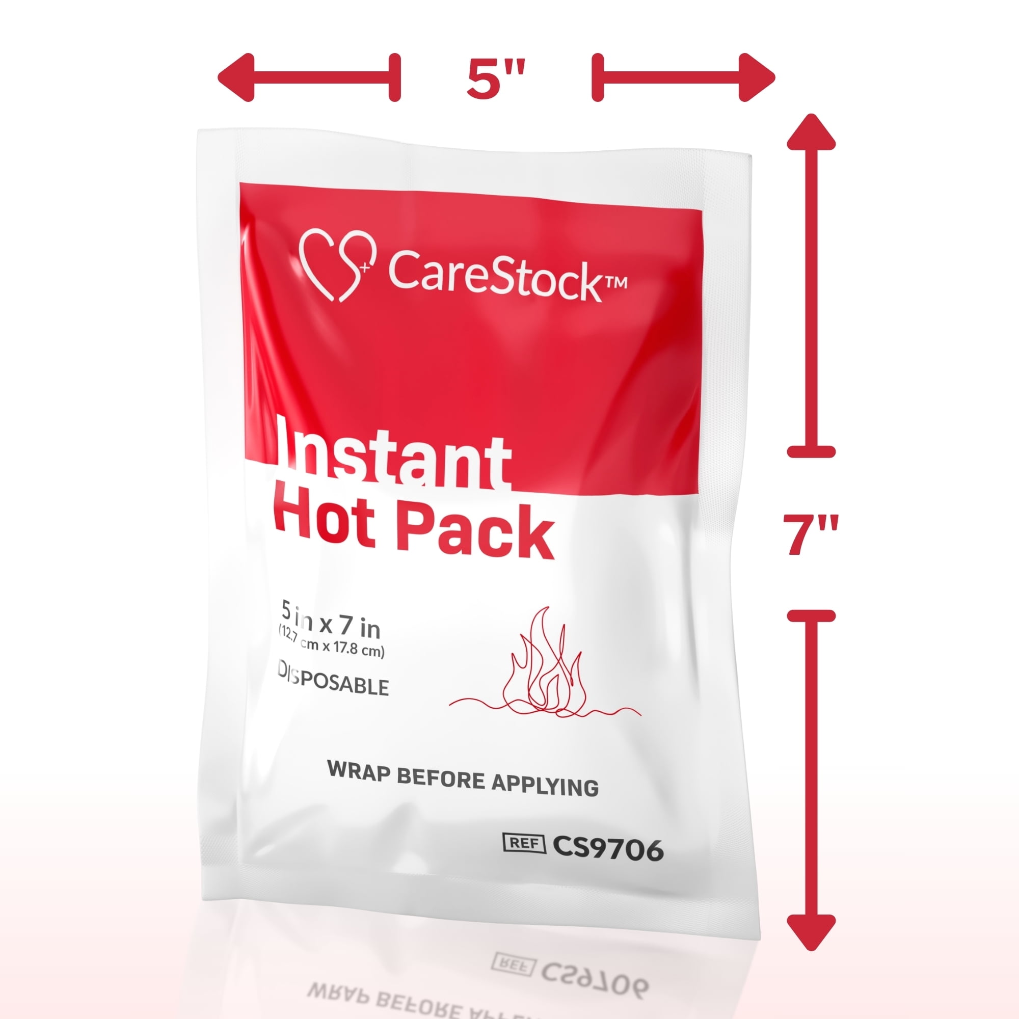 CareStock Instant Hot Pack, Disposable, 5 in. x 7 in., 1 Count, 24 Packs, 24 Total